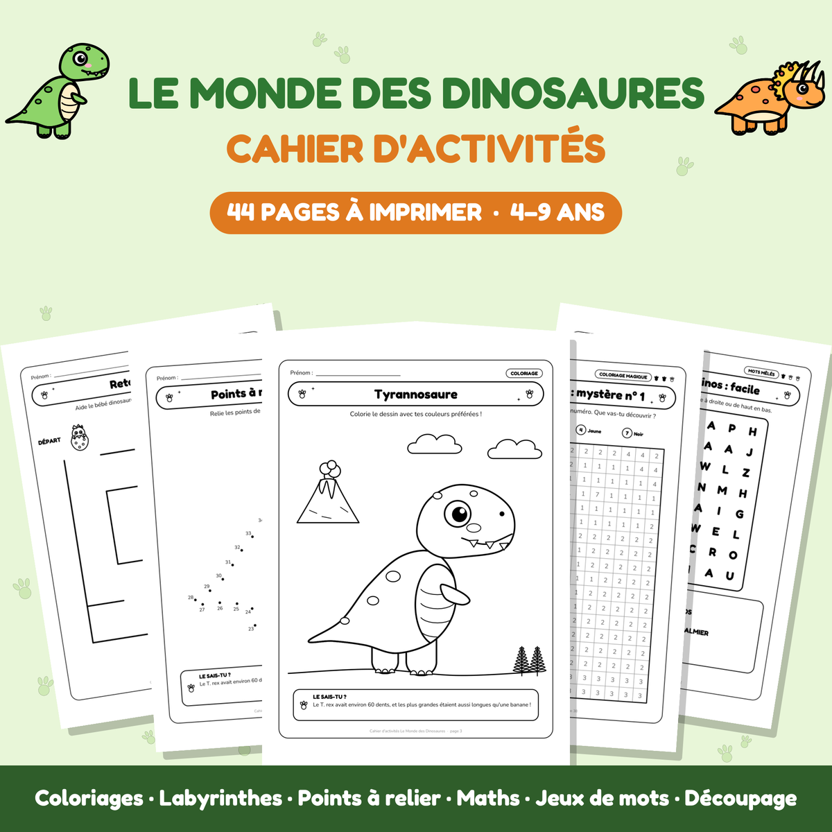 Cahier d'activités Le Monde des Dinosaures - 1 (FR)