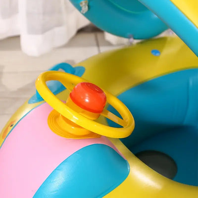 PVC Children's Swimming Ring with Built-In Sun Shade