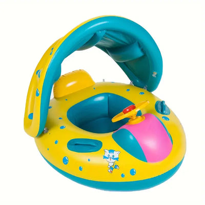 PVC Children's Swimming Ring with Built-In Sun Shade