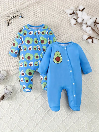 Exclusive Baby Boys Avocado Rompers Set, Soft Long Sleeves