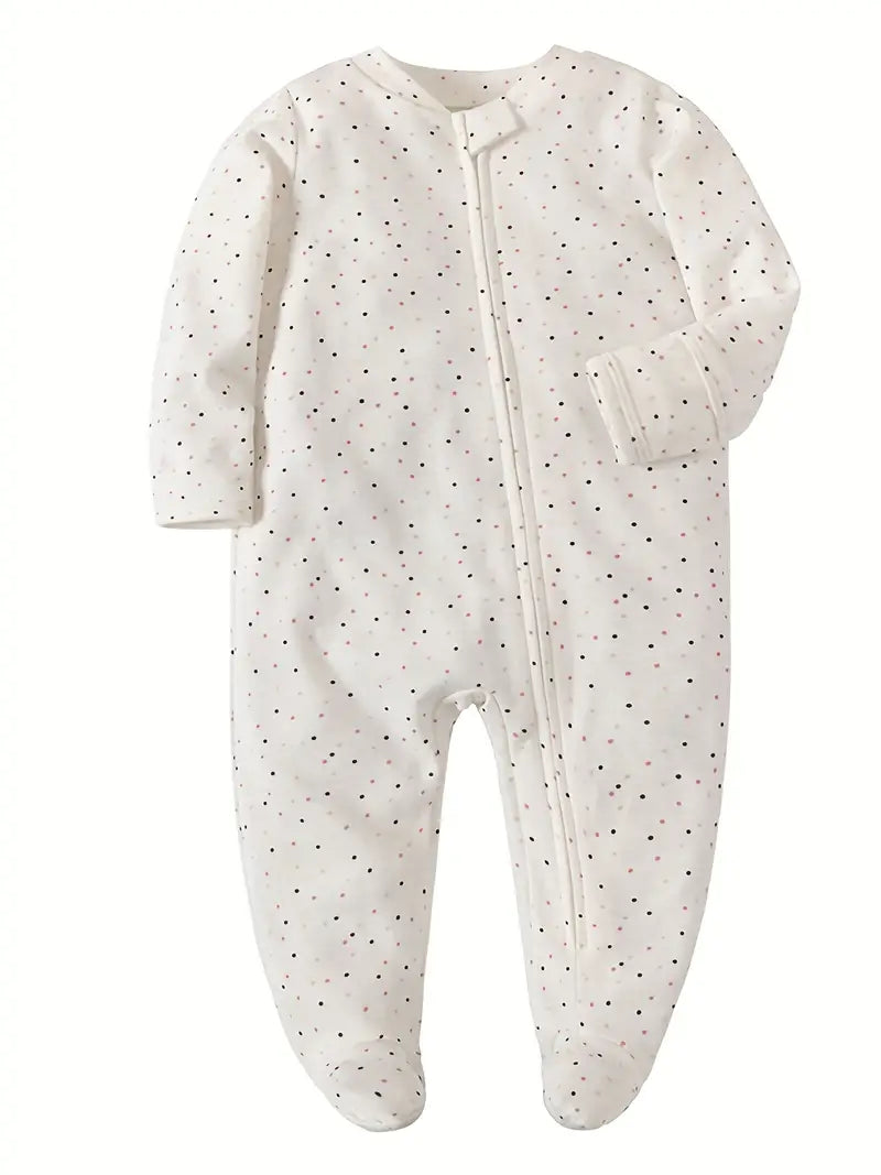 Newborn Unisex Zipper Footie Romper with Mittens