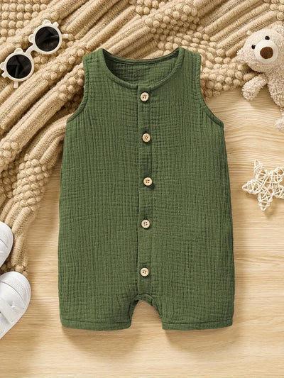 Toddler & Infant Boy's Cotton Muslin Sleeveless Romper