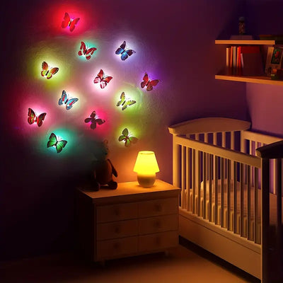 Vibrant Multicolor LED 3D Butterfly Night Light Set