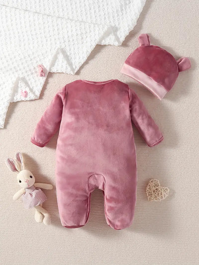 Footed Baby Romper Set with Hat