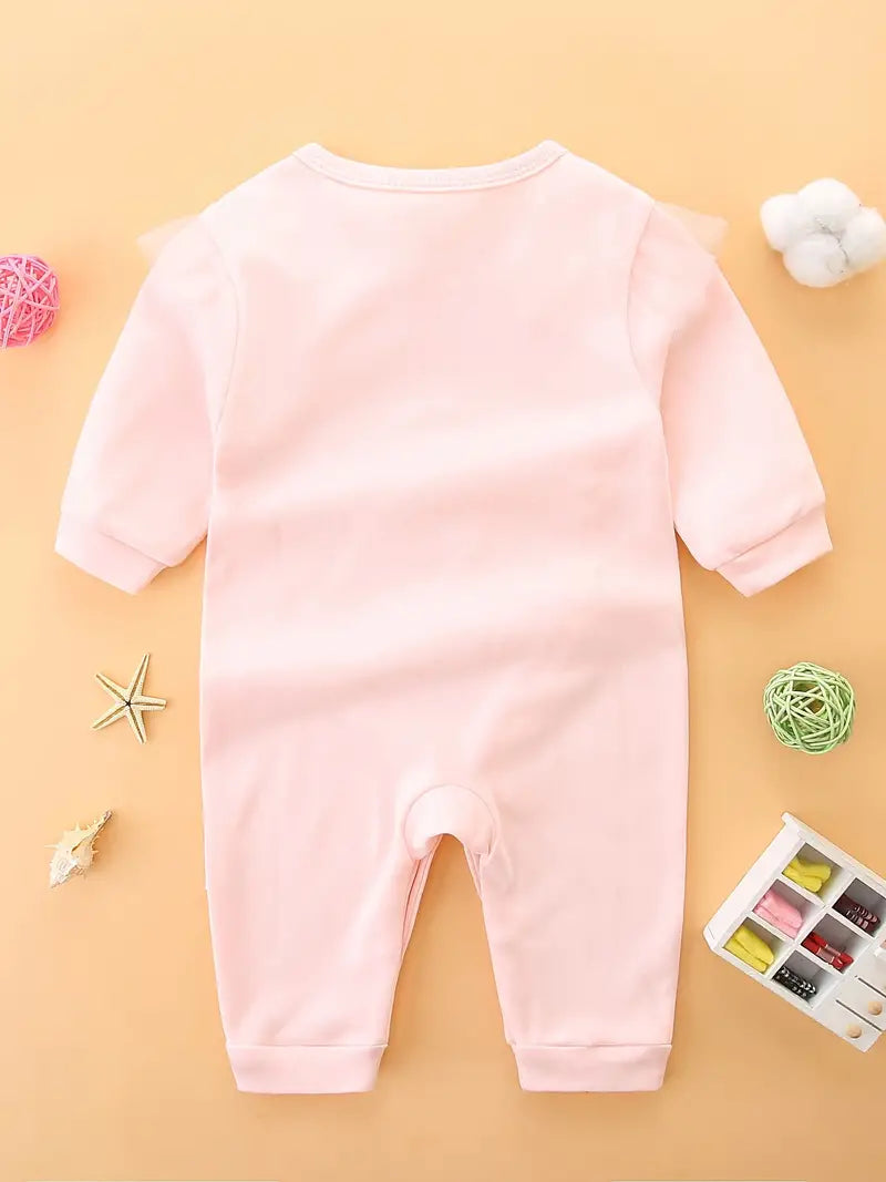 Bowknot Rabbit Embroidered Cotton Long Sleeve Bodysuit