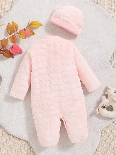 Cozy Cartoon Plush Winter Bodysuit for Kids