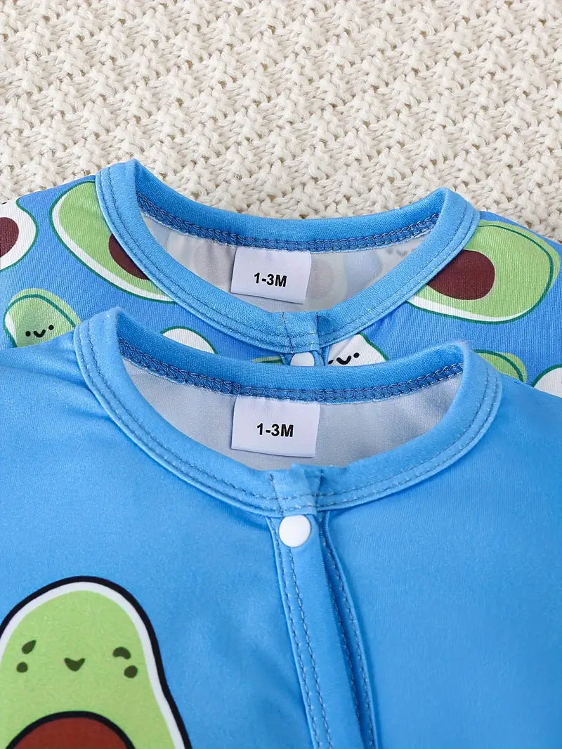 Exclusive Baby Boys Avocado Rompers Set, Soft Long Sleeves