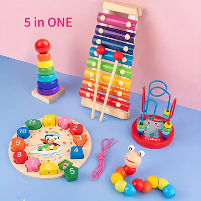 5 In 1 Wooden Montessori Toys Set