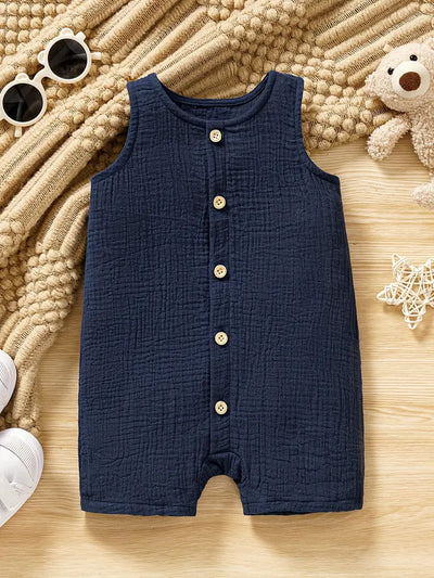 Toddler & Infant Boy's Cotton Muslin Sleeveless Romper