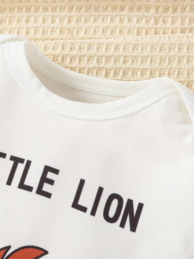 3-Piece Lion Print Baby Romper Set, Cozy Polyester Blend