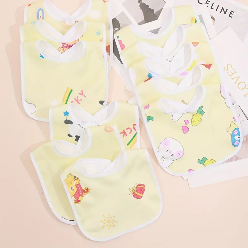 Baby Cotton Waterproof Bibs with Snap Closure