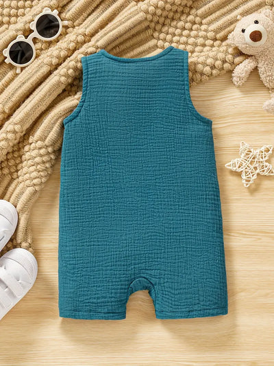 Toddler & Infant Boy's Cotton Muslin Sleeveless Romper