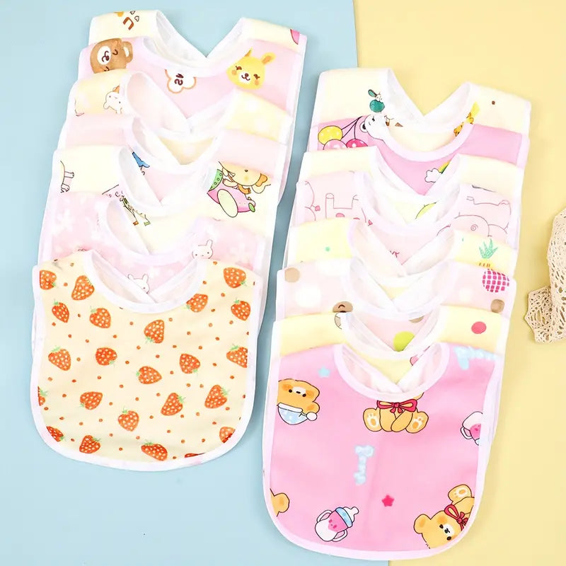 Baby Cotton Waterproof Bibs with Snap Closure