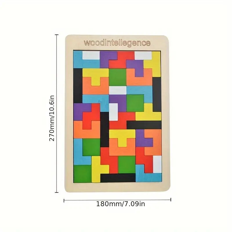 Colorful 3D Wooden Blocks Puzzle Brain Teaser