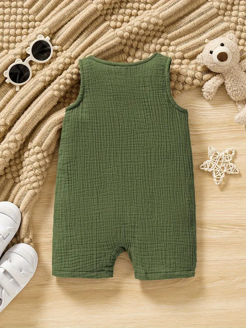 Toddler & Infant Boy's Cotton Muslin Sleeveless Romper