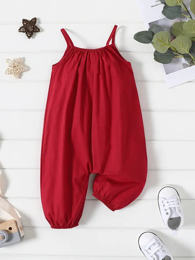Sleeveless Spaghetti Strap Harem Pants Overalls for Summer