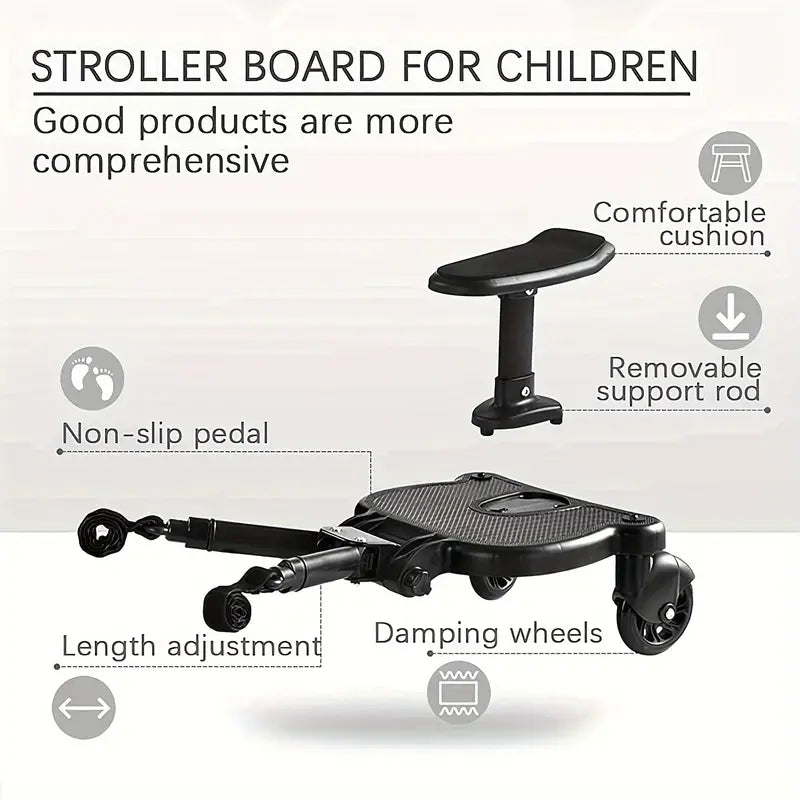 2-in-1 Stroller Glider Board with Removable Seat, Universal Attachment