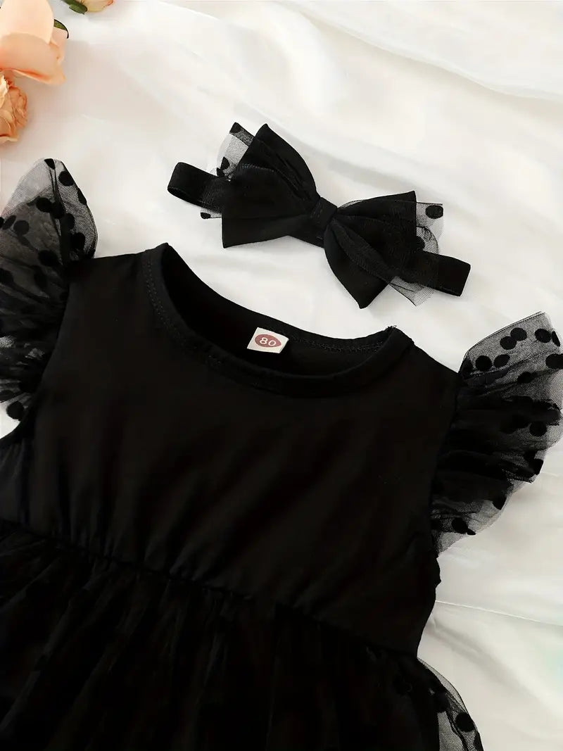 Adorable Chiffon Fabric Flutter Sleeve Princess Bodysuit