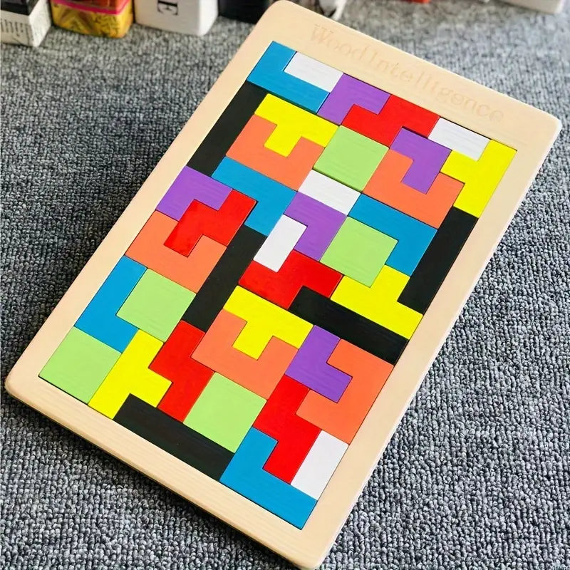 Colorful 3D Wooden Blocks Puzzle Brain Teaser