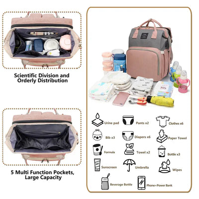 Multifunctional Diaper Bag Backpack with Changing Station and Sunshade