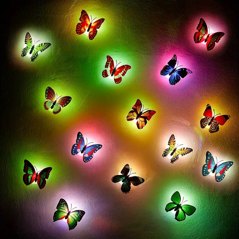 Vibrant Multicolor LED 3D Butterfly Night Light Set