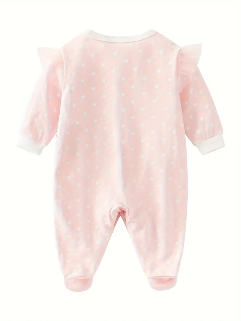 Newborn Pink Cotton Embroidered Rabbit Jumpsuit