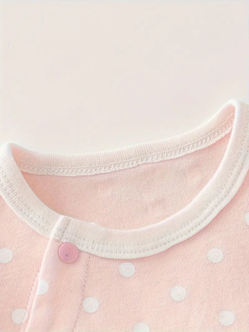 Newborn Pink Cotton Embroidered Rabbit Jumpsuit