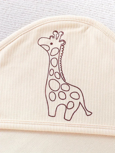 Cartoon Giraffe Print Long Sleeve Footie for Newborn