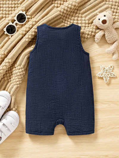 Toddler & Infant Boy's Cotton Muslin Sleeveless Romper