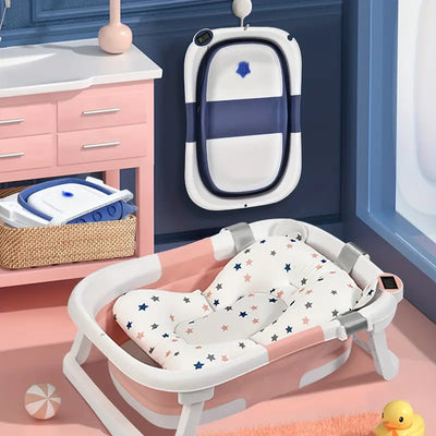 Foldable Silicone Baby Bathtub with Real-Time Temperature Display