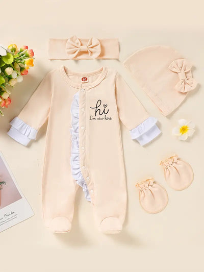 Newborn Baby Girl Letter Print Romper Jumpsuit