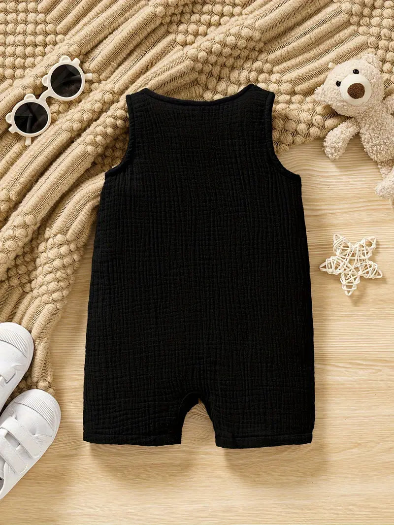 Toddler & Infant Boy's Cotton Muslin Sleeveless Romper