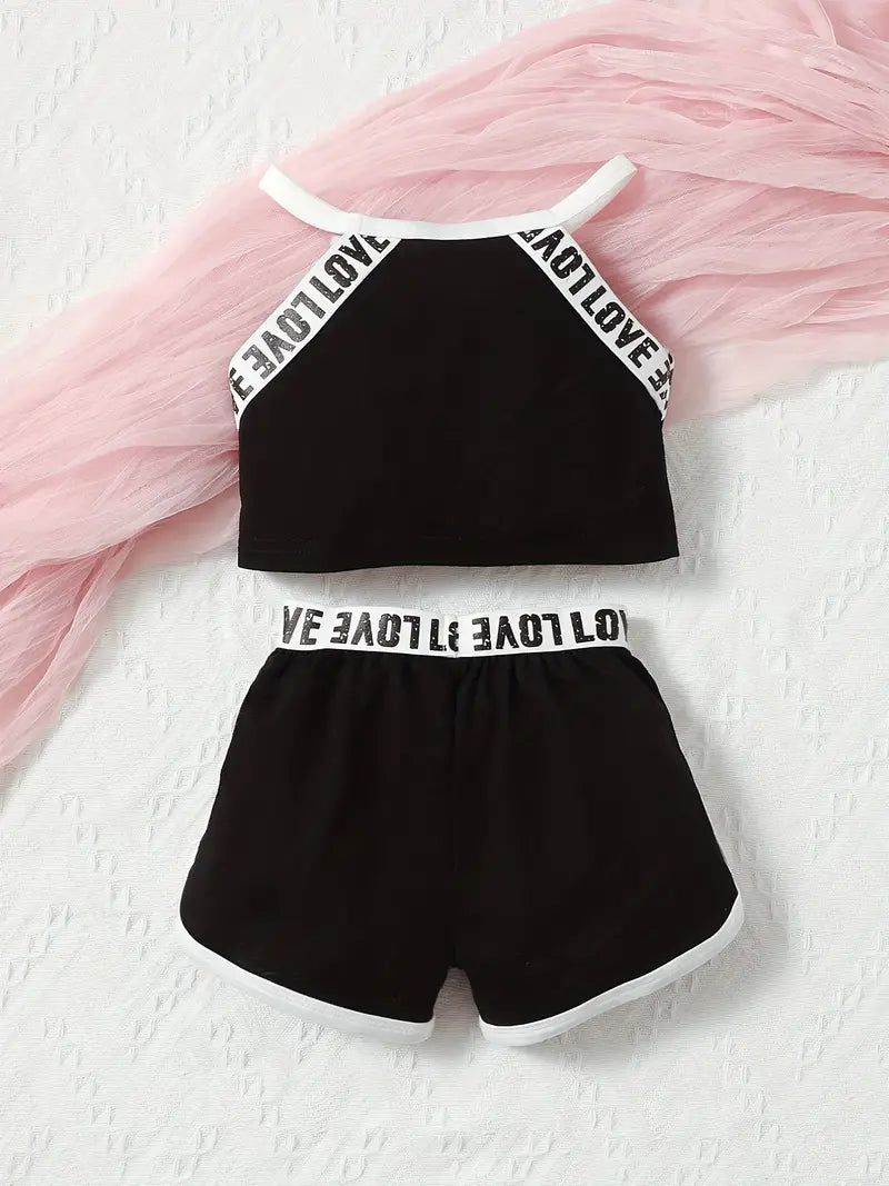 Adorable Baby Girl Cotton Halter Top & Shorts Set