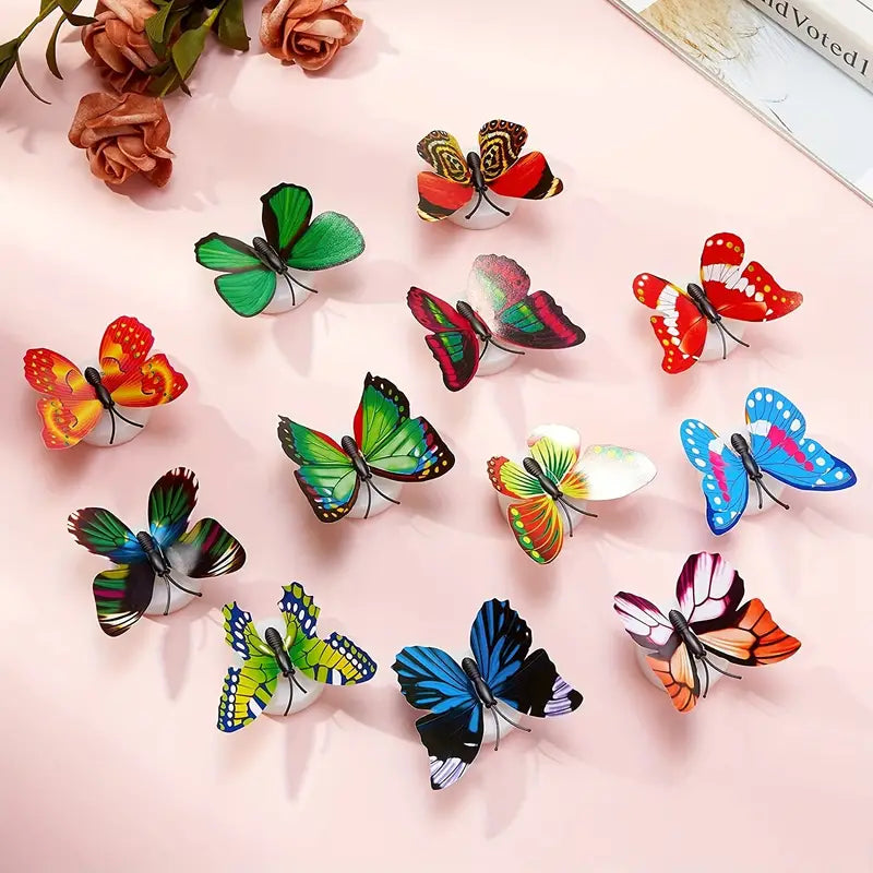 Vibrant Multicolor LED 3D Butterfly Night Light Set