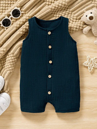 Toddler & Infant Boy's Cotton Muslin Sleeveless Romper