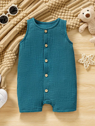 Toddler & Infant Boy's Cotton Muslin Sleeveless Romper