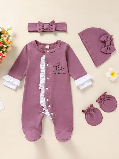 Newborn Baby Girl Letter Print Romper Jumpsuit