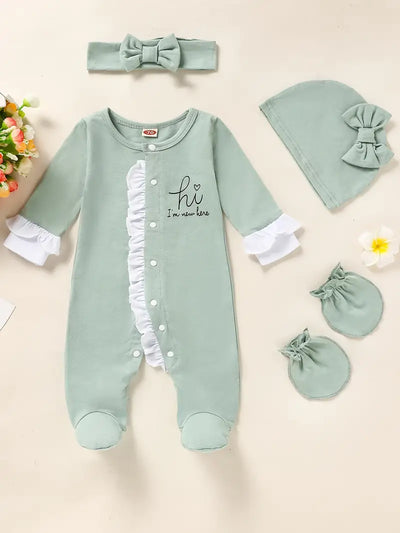 Newborn Baby Girl Letter Print Romper Jumpsuit