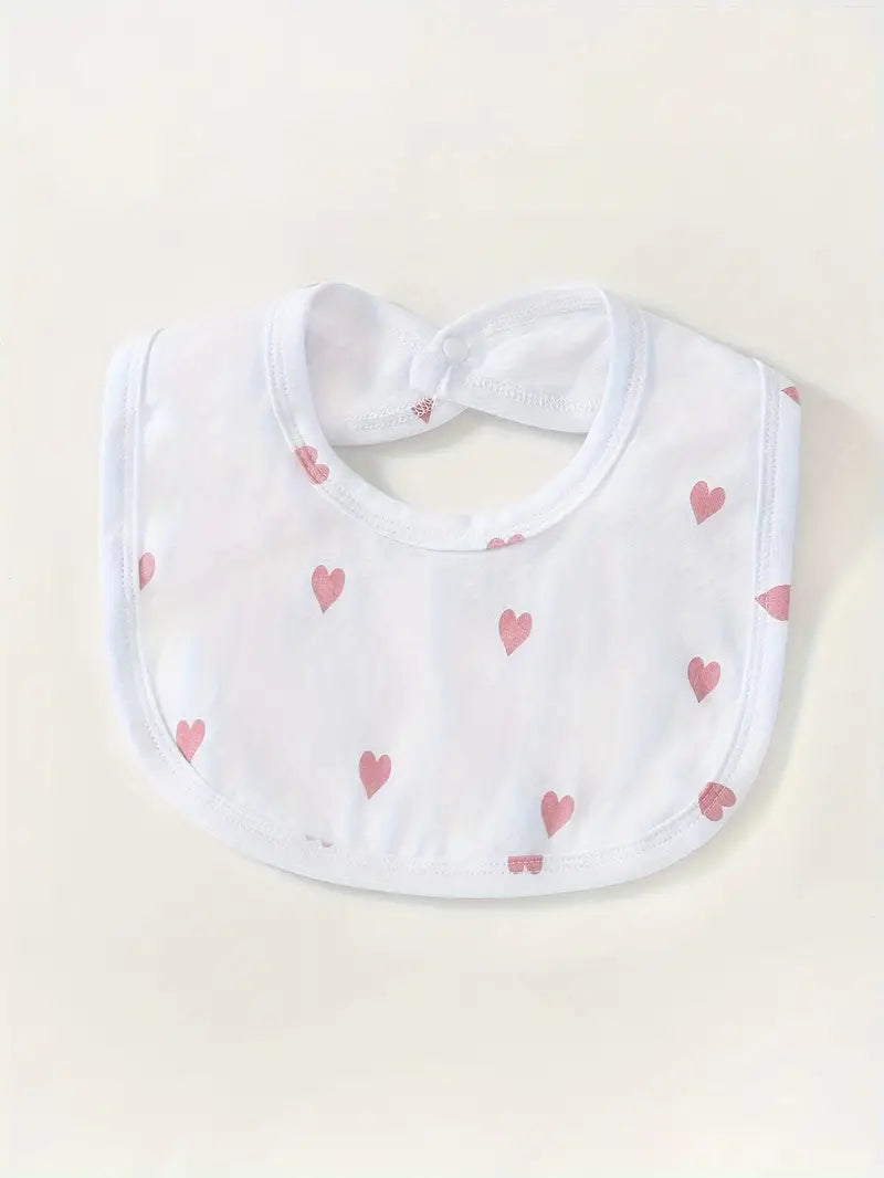 "Newborn Heart Print Footie, Bodysuit, Hat, Bib & Mittens"