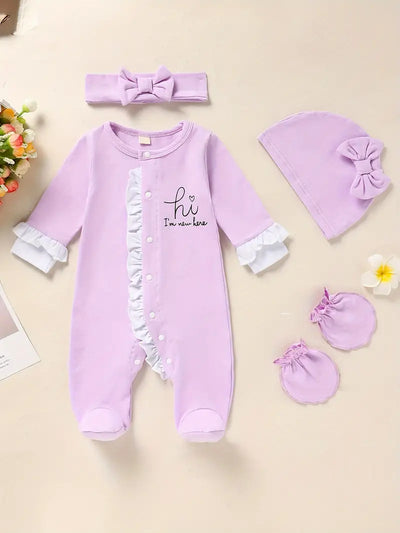 Newborn Baby Girl Letter Print Romper Jumpsuit